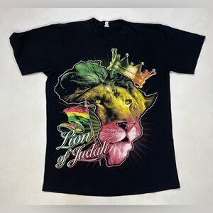 Lion Of Judah King Lion Africa Graphic T-shirt Men Large Black Short Sleeve